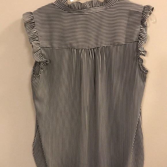 LOFT frilly sleeve Blouse XS Blue/White Stripe - Picture 4 of 5